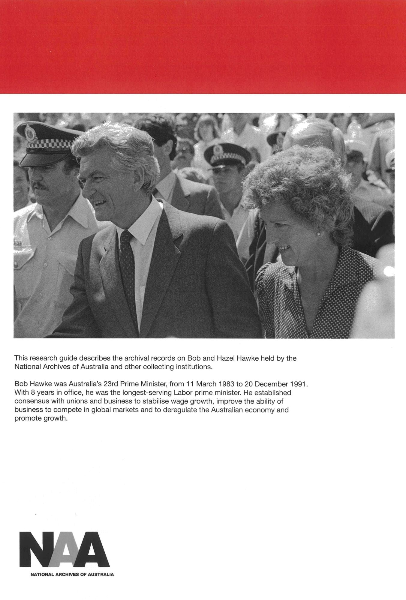 Bob Hawke: Guide to the archives of Australia's Prime Ministers