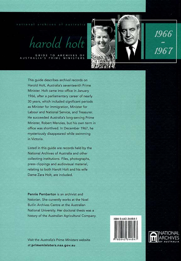 Harold Holt: Guide to the archives of Australia's Prime Ministers
