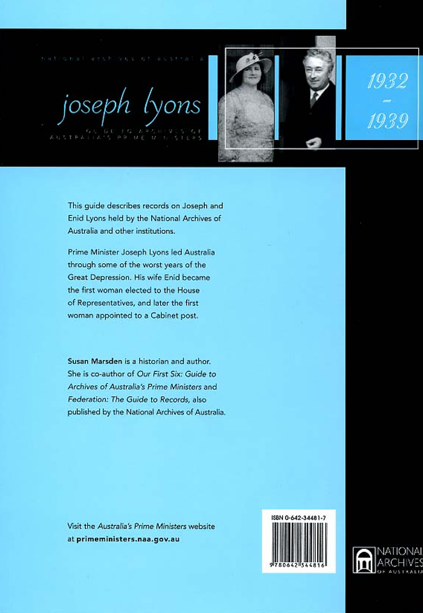 Joseph Lyons: Guide to archives of Australia's Prime Ministers