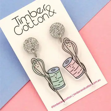 Needle and Thread Dangle Earrings