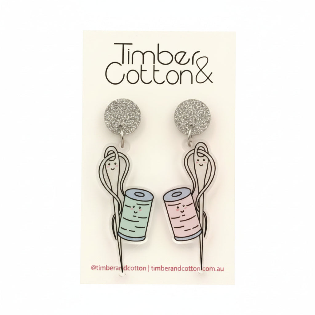 Needle and Thread Dangle Earrings