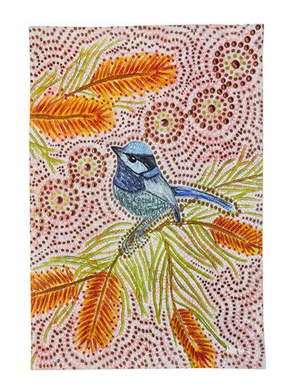 Blue Wren Cotton Tea Towel