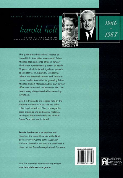 Harold Holt: Guide to the archives of Australia's Prime Ministers