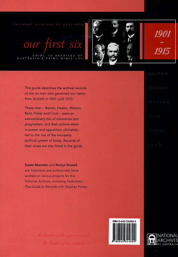 Our First Six: Guide to archives of Australia's Prime Ministers